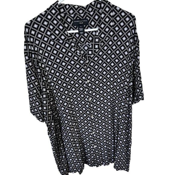 Shaquille O'Neil Mens Black & White Geometric Short Sleeve Collared Shirt Top 3X - Picture 1 of 10